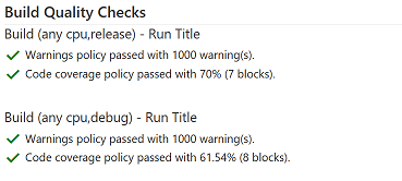 Build Quality Checks Summary Section Policy Result