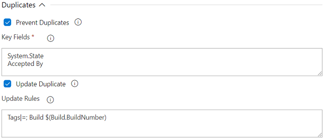 Configuring the handling of duplicate work items Duplicate Handling Parameters