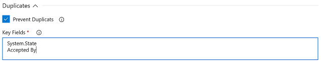 Configuring the handling of duplicate work items Duplicate Handling Parameters