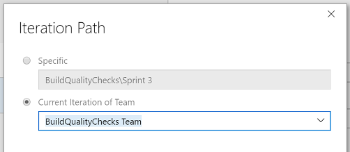 Selecting a team iteration path Iteration Path Picker - Team